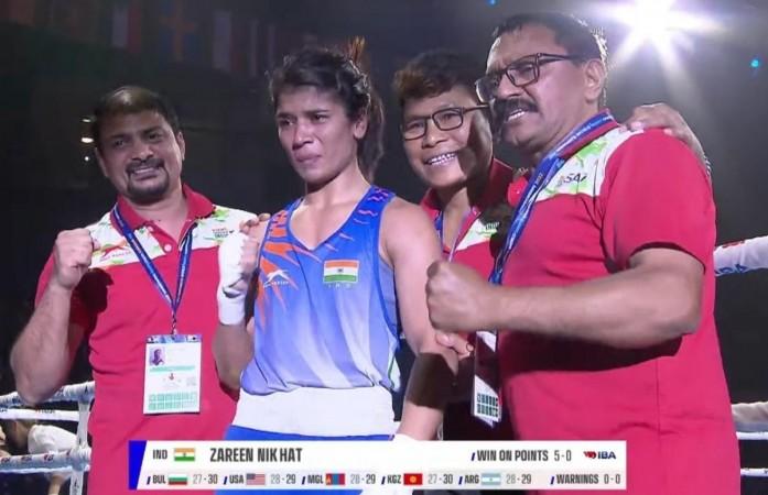Women's World Boxing: India's Nikhat Zareen wins gold, beats Jutamas Jitpong in 52kg final. Women's World Boxing: India's Nikhat Zareen wins gold, beats Jutamas Jitpong in 52kg final.