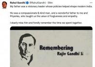 Tributes pour in on Rajiv Gandhi's 31st death anniversary.