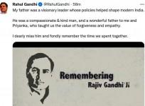 Tributes pour in on Rajiv Gandhi's 31st death anniversary.