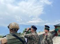 Army chief Manoj Pande in a forward post on LoC
