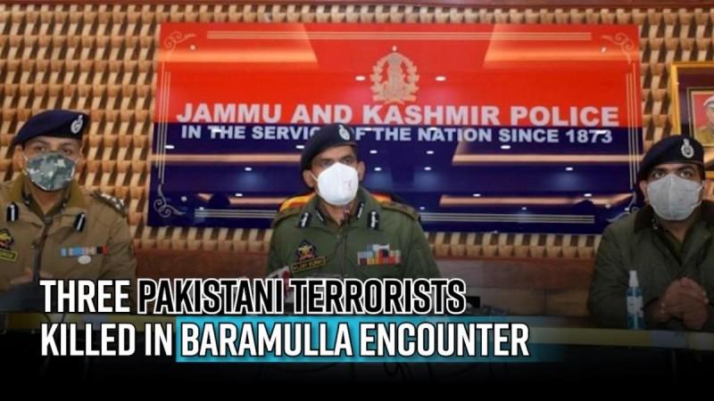 Three Pakistani terrorists killed in Baramulla encounter; J&K cop killed in action