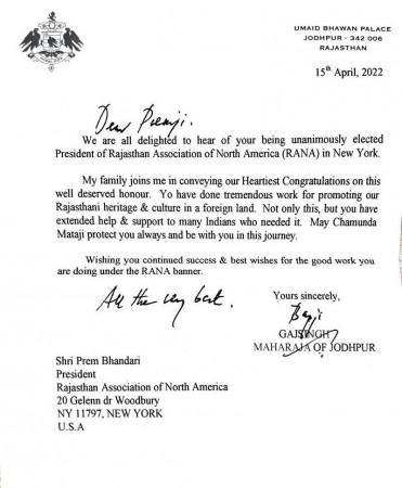Jaipur, Jodhpur royal families congratulate NY-based social activist appointed as RANA president