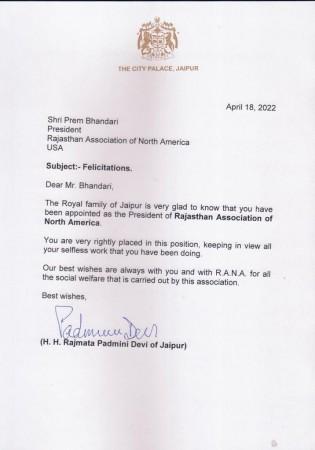 Jaipur, Jodhpur royal families congratulate NY-based social activist appointed as RANA president
