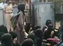 K'taka hijab row: Muslim girl students protest outside B'luru college