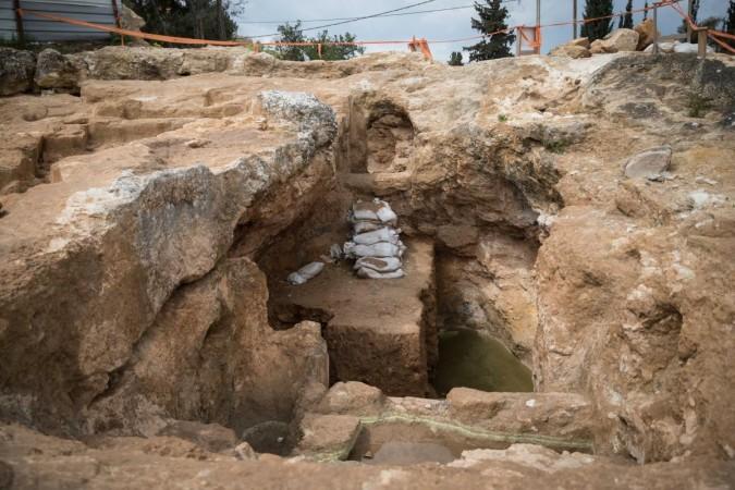 Photo taken on March 27, 2019 shows the view of the remains of a rural Jewish settlement at the Sharafat neighborhood of Jerusalem. Remains of a rural Jewish settlement from 2,000 years ago with luxurious burial ground were discovered in excavations in southern Jerusalem, the Israel Antiquities Authority (IAA) reported on Wednesday. view of the remains of a rural Jewish settlement at the Sharafat neighborhood of Jerusalem.