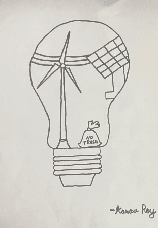 An artwork depicting innovation by Aarav Roy of Ahmedabad International School