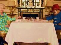 Queen having tea with Paddington