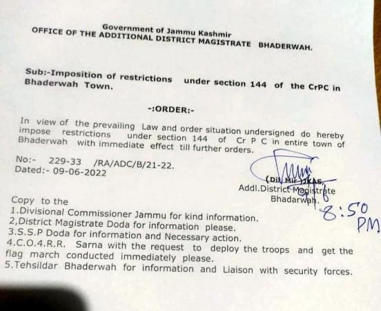 Section 144 Bhaderwah