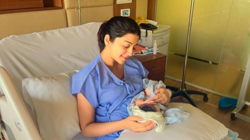 Here is the first photo of actress Pranitha Subhash with her baby. Pranitha Baby Photo