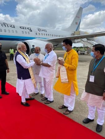 PM Modi arrives in Bengaluru on 2-day Karnataka visit PM Modi arrives in Bengaluru on 2-day Karnataka visit