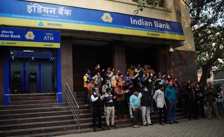 New Delhi: Indian Bank employees protest against finance minister during two-day bank strike in New Delhi on Thursday, December 16, 2021 . (Photo: Qamar Sibtain/IANS) Indian Banks forecast