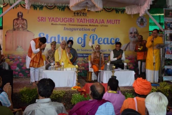 Amit Shah virtually unveils 'Statue of Peace' in Srinagar built by K'taka Mutt Amit Shah virtually unveils 'Statue of Peace' in Srinagar built by K'taka Mutt