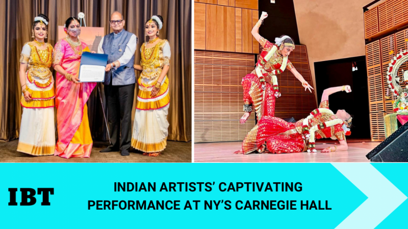 Indian artists' captivating performance at NY's Carnegie Hall; Prem Bhandari presents certificate of recognition to Nritya Guru Menon Indian artists' captivating performance at NY's Carnegie Hall; Prem Bhandari presents certificate of recognition to Nritya Guru Menon