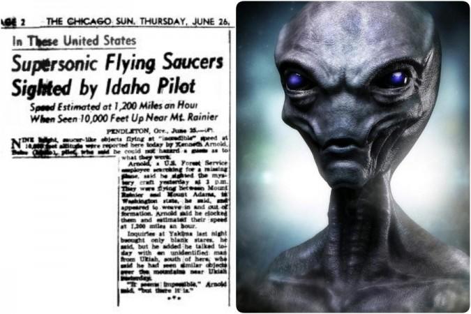 By UPI - 1947 June 26 edition of Chicago Sun from Chicago Sun microfilm at Chicago Public Library, Public Domain UFO Diary