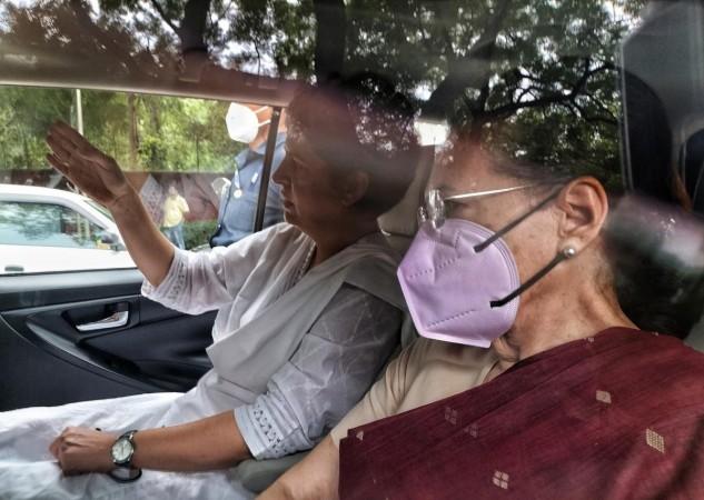 Congress Interim President Sonia Gandhi accompanied by party leader Priyanka Gandhi Vadra Sonia Gandhi, Priyanka Gandhi Vadra