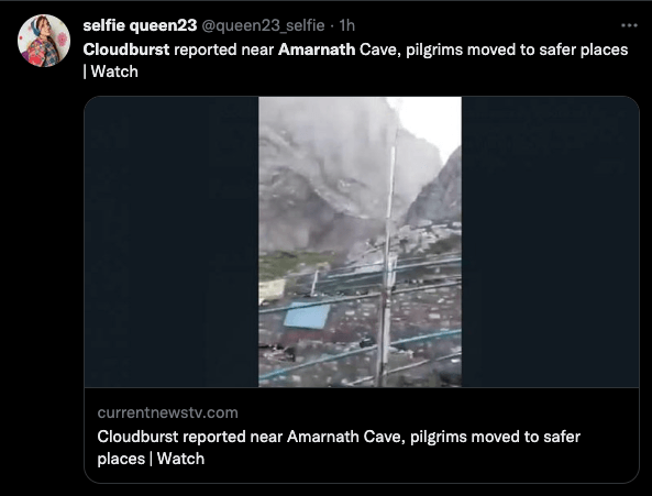 No cloudburst near Amarnath Cave; J&K DMA clarifies, says old video in circulation