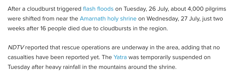 Amarnath cloudburst in news
