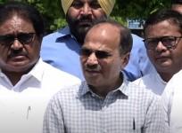 Adhir Ranjan Chowdhury at Vijay Chowk.