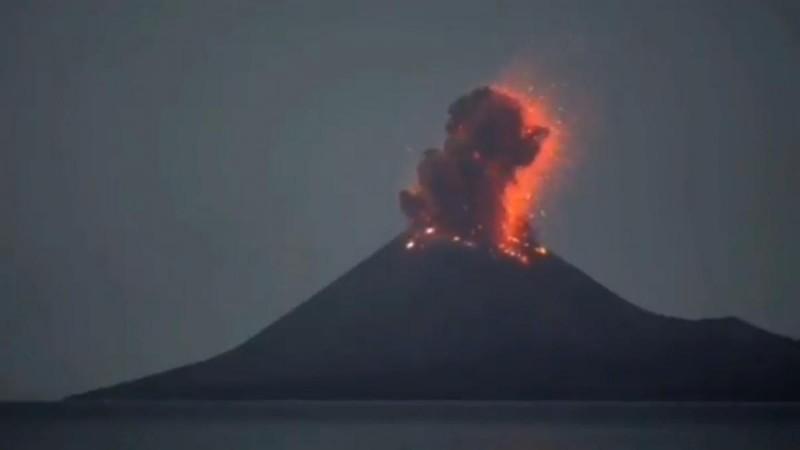 Anak Krakatau volcano. Anak Krakatau volcano.