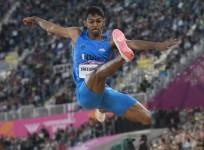 India's Murali Sreeshankar competes in the Mens Long jump finals