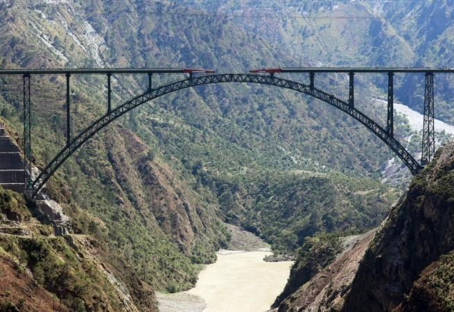 J&K: World's highest Chenab River bridge. Chenab River bridge.