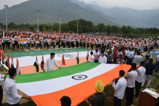 Students of Tral, Pulwama participating in the Tiranga rally. Tral town and its adjoining localities were once a hotbed of terrorism. Tiranga rally