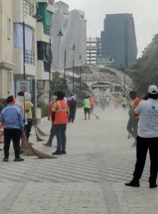 Cleaning up begins at demolished twin towers Cleaning up begins.