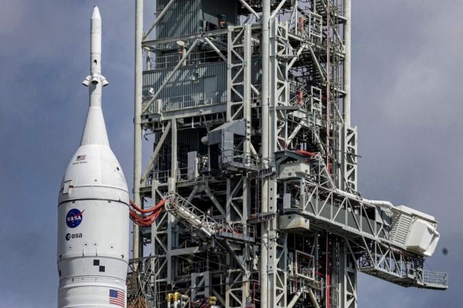 The Artemis I rocket sits on the launch pad at Kennedy Space Center, ahead of its expected launch on 29 August 2022 The Artemis I rocket