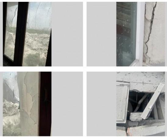 Twin Towers: Flat's broken windows, balconies and pillars cracked due to explosion. Broken windwos