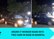 Drunk B'luru man's road rage in Manipal caught on camera; two cars damaged, one injured
