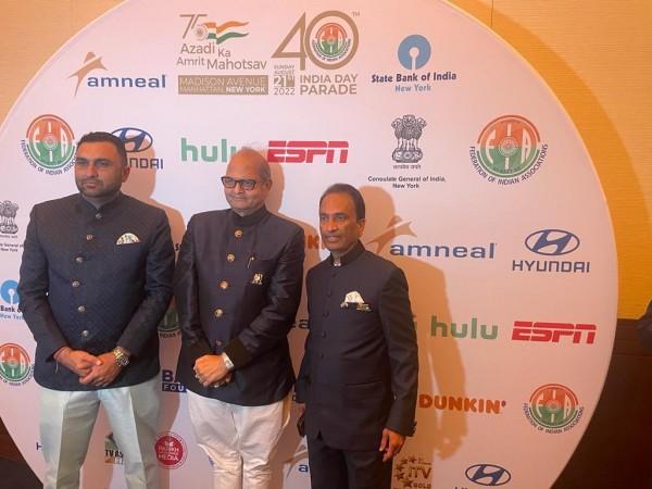 Ankur Vaidya, FIA chairman; Prem Bhandari, chairman Jaipur foot USA; and Kenny Desai FIA President Ankur vaidya chairman prem bhandari chairman Jaipur foot USA and Kenny Desai president FIA