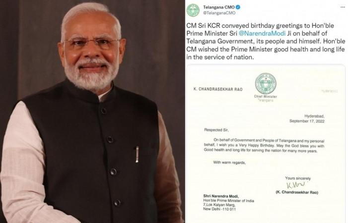 Telangana CM KCR greets PM on birthday Telangana CM KCR greets PM on birthday