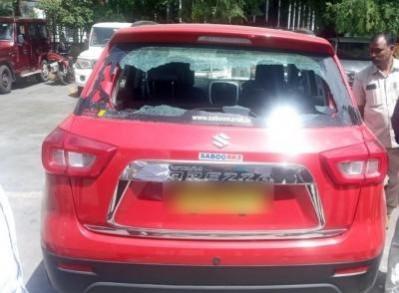TRS leader's car vandalised after it blocked Amit Shah's convoy TRS leader's car vandalised after it blocked Amit Shah's convoy