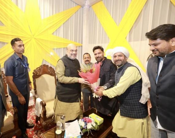 Prominent PDP and NC leaders meeting Home Minister Amit Shah at Jammu Amit Shah