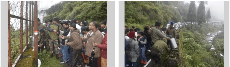 Army aid to 550 tourists, stranded over 8 hours in Sikkim. Army aid to 550 tourists, stranded over 8 hours in Sikkim.
