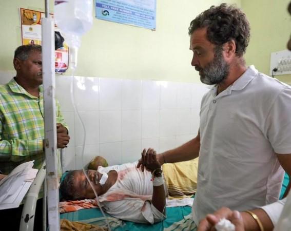 Bellary : Congress leader Rahul Gandhi visited the injured who were admitted at Civil Hospital after getting electrocuted during Bharat Jodo Yatra, in Bellary on Sunday, October 16, 2022. Congress leader Rahul Gandhi visited the injured