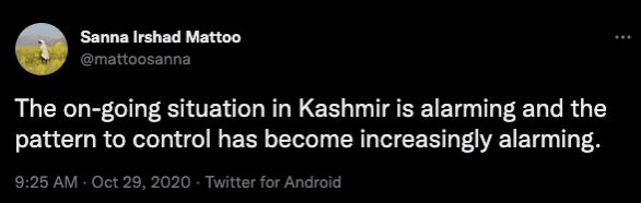 Sanna Irshad Mattoo's tweets Sanna Irshad Mattoo's tweets