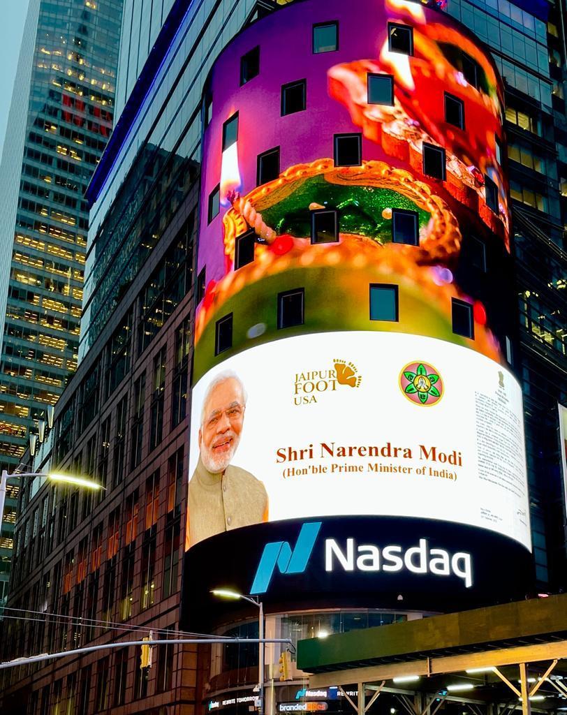 PHOTOS PM Modi's Diwali greeting on NASDAQ billboard; Indian diaspora