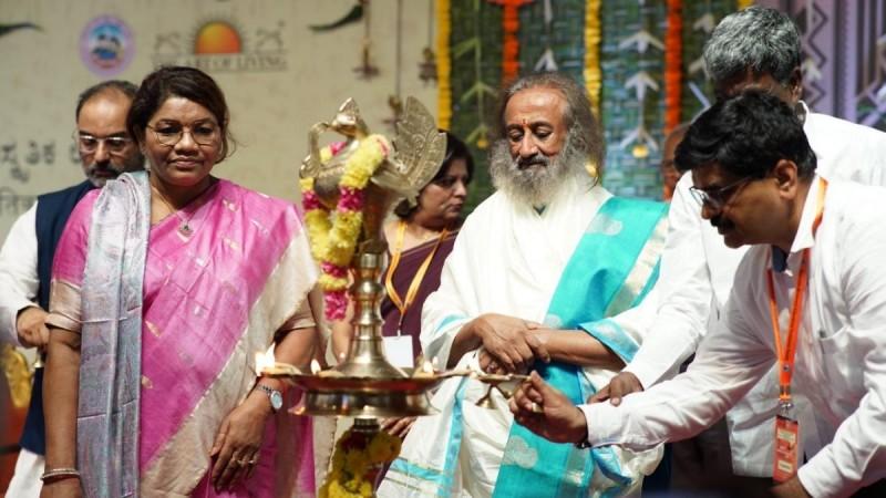 Lamp lighting at EMRS Culture fest with Renuka Singh Saruta,Hon'ble Minister of State Ministry Of Tribal Affairs Government of India, Kota Shrinivas Poojari, Minister for Social Welfare and Backward Class Welfare Department, Pledge of Unity taken on National Unity Day; celebration and preservation of tribal identity and culture emphasized