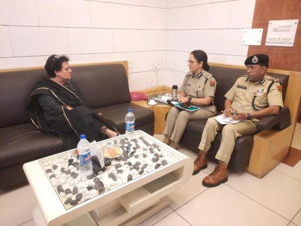 Chairperson of National Commission for Women Rekha Sharma interacting with senior police officers of Rajasthan NCW chairperson