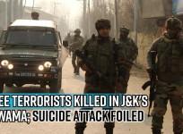 Three terrorists killed in J&K's Pulwama; suicide attack foiled
