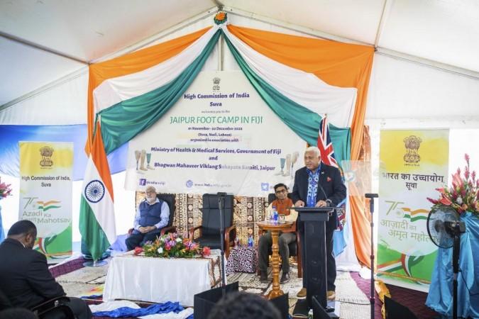 India-funded Jaipur Foot camp inauguration at Twomey hospital in Fiji's Capital Suva on Thursday. Fijian Prime Minister Frank Bainimarama delivers his address. India-funded Jaipur Foot camp inauguration at Twomey hospital in Fiji's Capital Suva on Thursday.