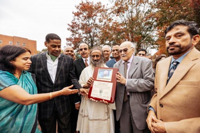 Sri Sri Ravi Shankar receives Gandhi Peace Pilgrim award Sri Sri Ravi Shankar receives Gandhi Peace Pilgrim award; portrait at Martin Luther King Jr. Chapel's Hall of Fame