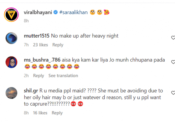 sara ali khan comments