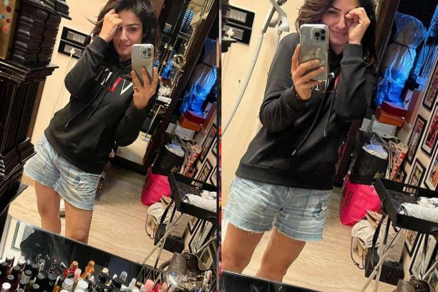 Photo of "College girl who overslept": Raveena Tandon's mirror selfie makes fans skip a heartbeat [reactions]