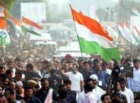 Congress leader Rahul Gandhi along with party members and supporters during Bharat Jodo Yatra