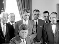 Brothers Jack and Bobby Kennedy, whose relationship played a major role in their life and political careers.