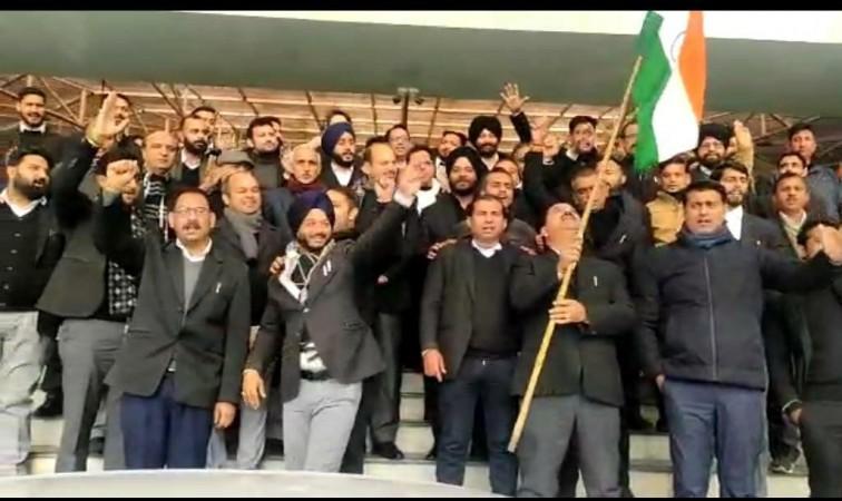 Lawyers protesting against killings of six civilians in Rajouri district of Jammu and Kashmir Protest against Rajouri killings