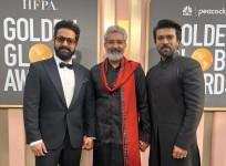 Jr NTR opts for black tuxedo; SS Rajamouli & Ram Charan opt for traditional Indian outfit as they walk Golden Globes red carpet