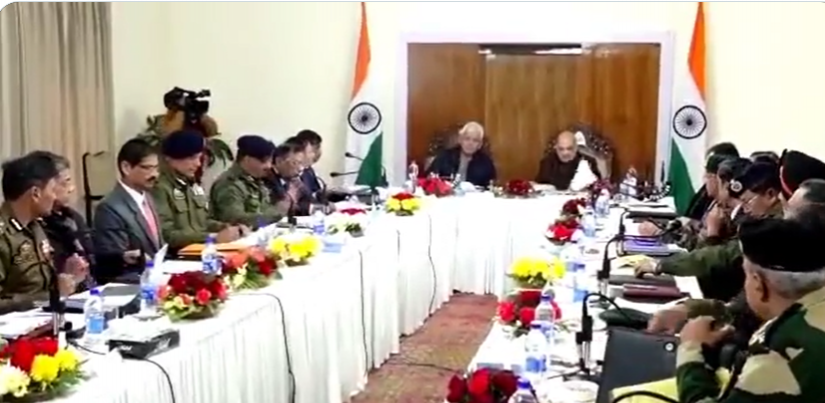 Union Home Minister chairing a high-level meeting at Jammu on Friday Amit Shah